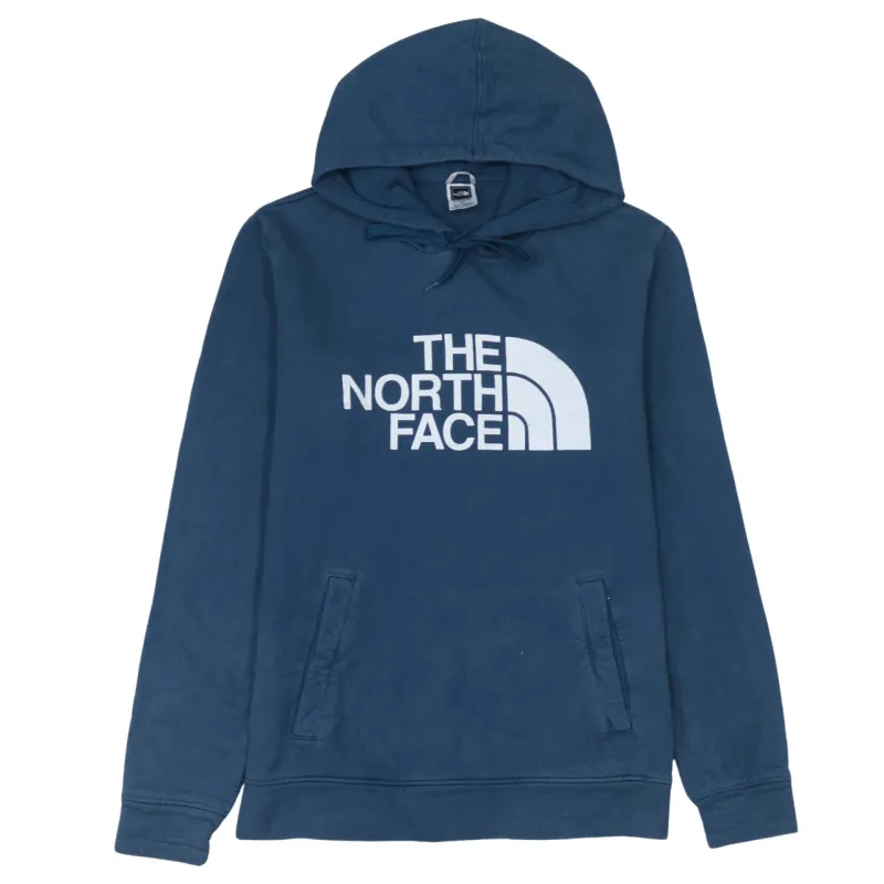The North Face 90's Spellout Pullover Hoodie Small Navy Blue sold by Vintage Club