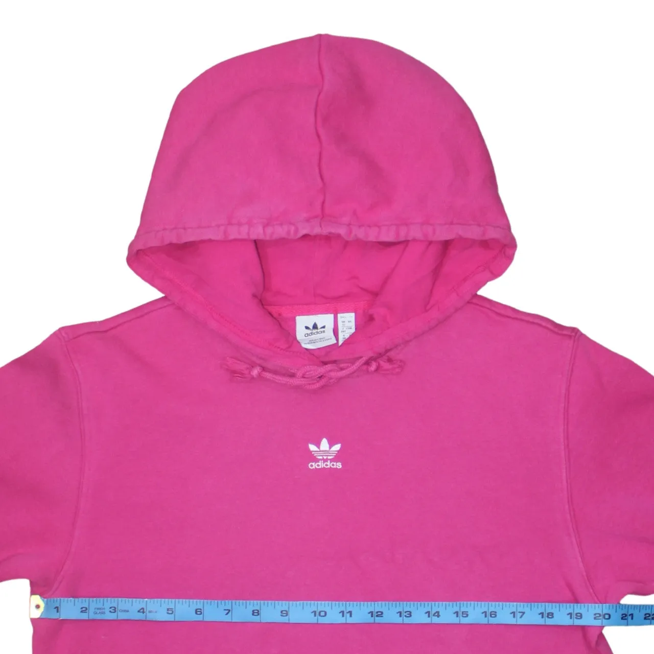 Adidas 90's Drawstring Pockets Pullover Hoodie Medium Pink sold by Vintage Club product image thumbnail 5