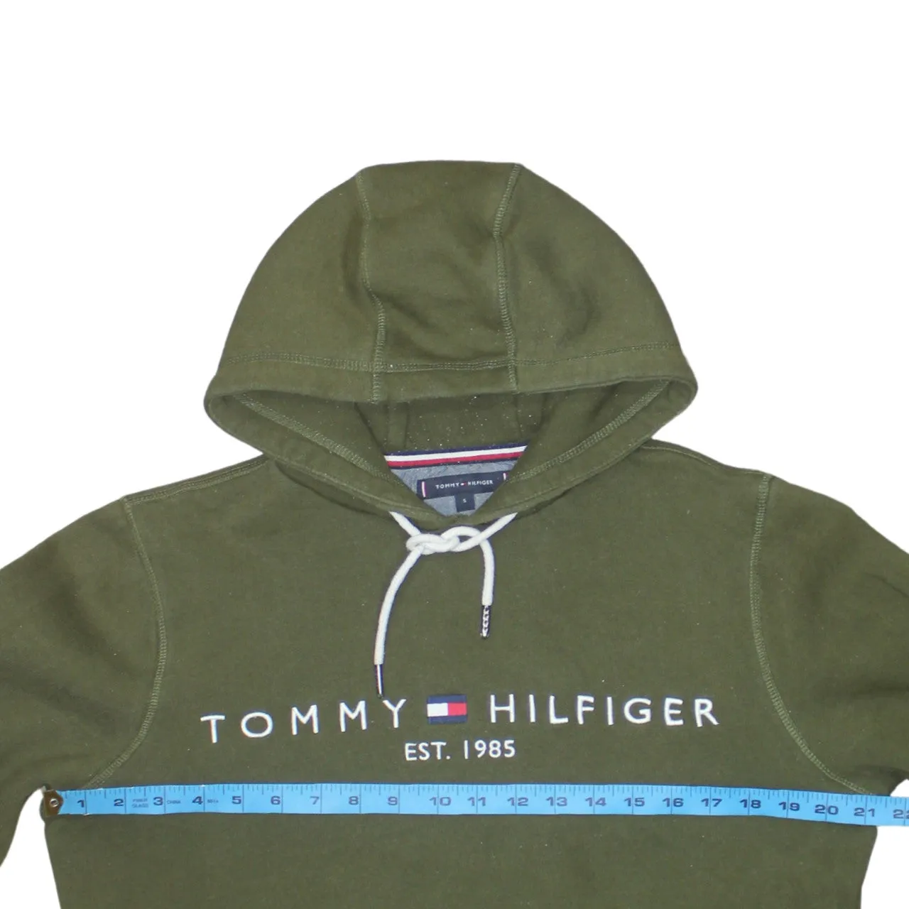 Tommy Hilfiger 90's Spellout Pullover Hoodie Small Green sold by Vintage Club product image thumbnail 5