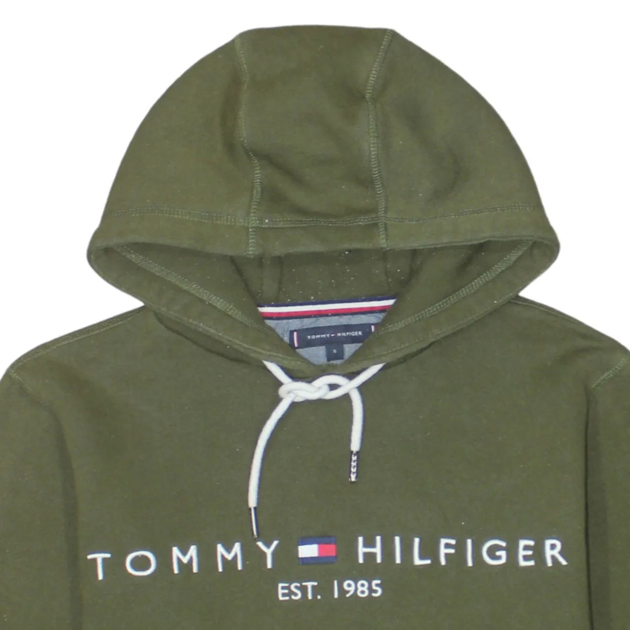 Tommy Hilfiger 90's Spellout Pullover Hoodie Small Green sold by Vintage Club product image thumbnail 3