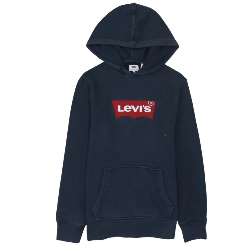 Levi's 90's Spellout Pullover Hoodie Small Navy Blue made by Levi's