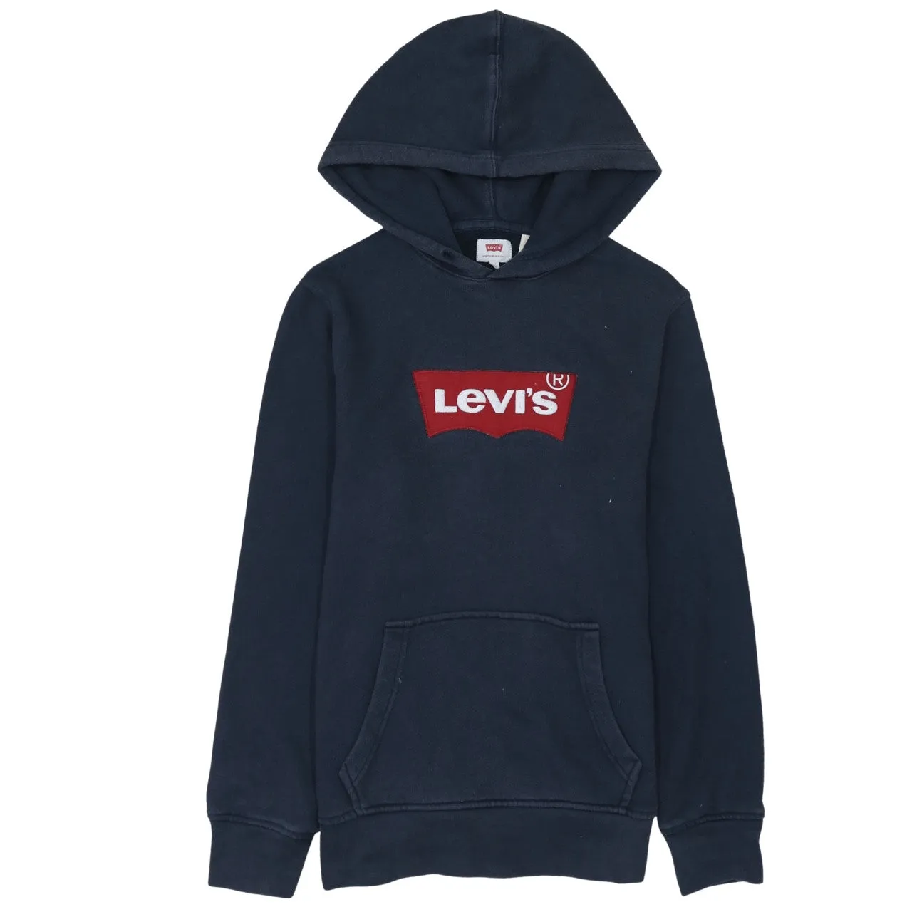 Levi's 90's Spellout Pullover Hoodie Small Navy Blue sold by Vintage Club