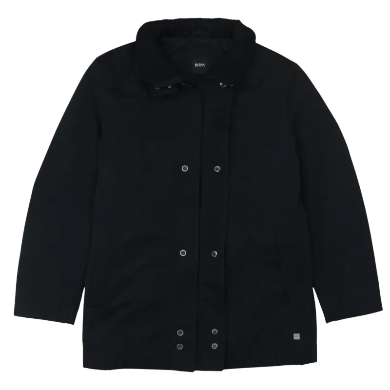 HUGO BOSS 90's Plain Full Zip Up Windbreaker Large  Black made by Hugo Boss