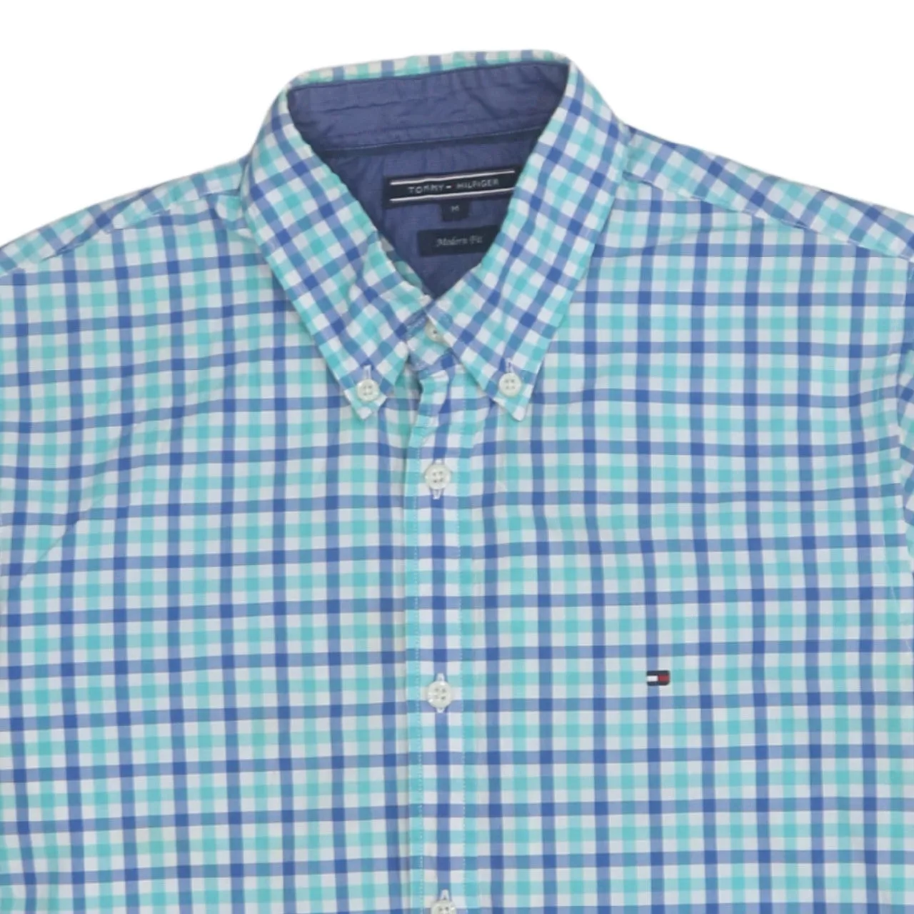 Tommy Hilfiger 90's Short Sleeves Button Up Shirt Medium Blue sold by Vintage Club product image thumbnail 3