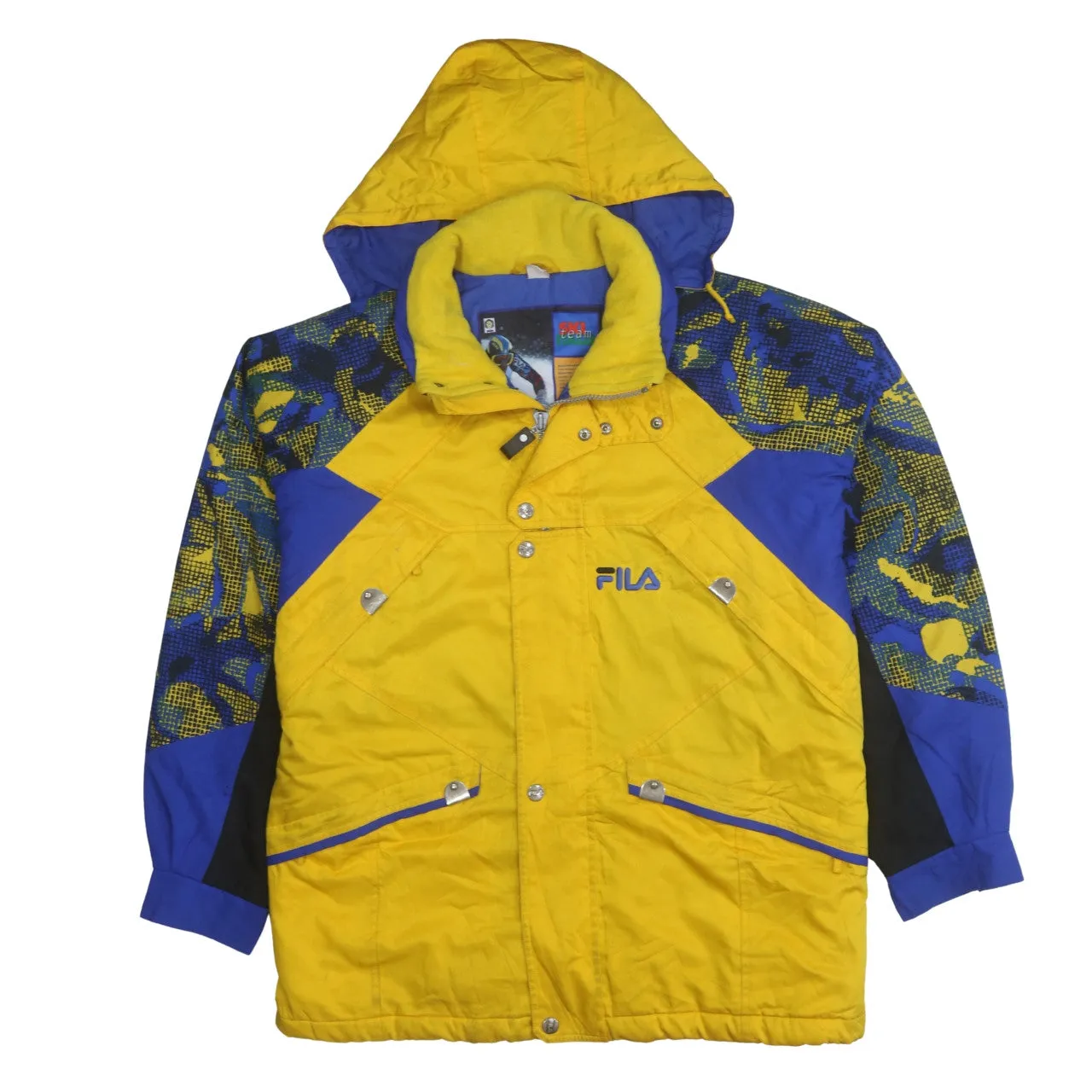Fila 90's Hooded Full Zip Up Windbreaker Large Yellow sold by Vintage Club