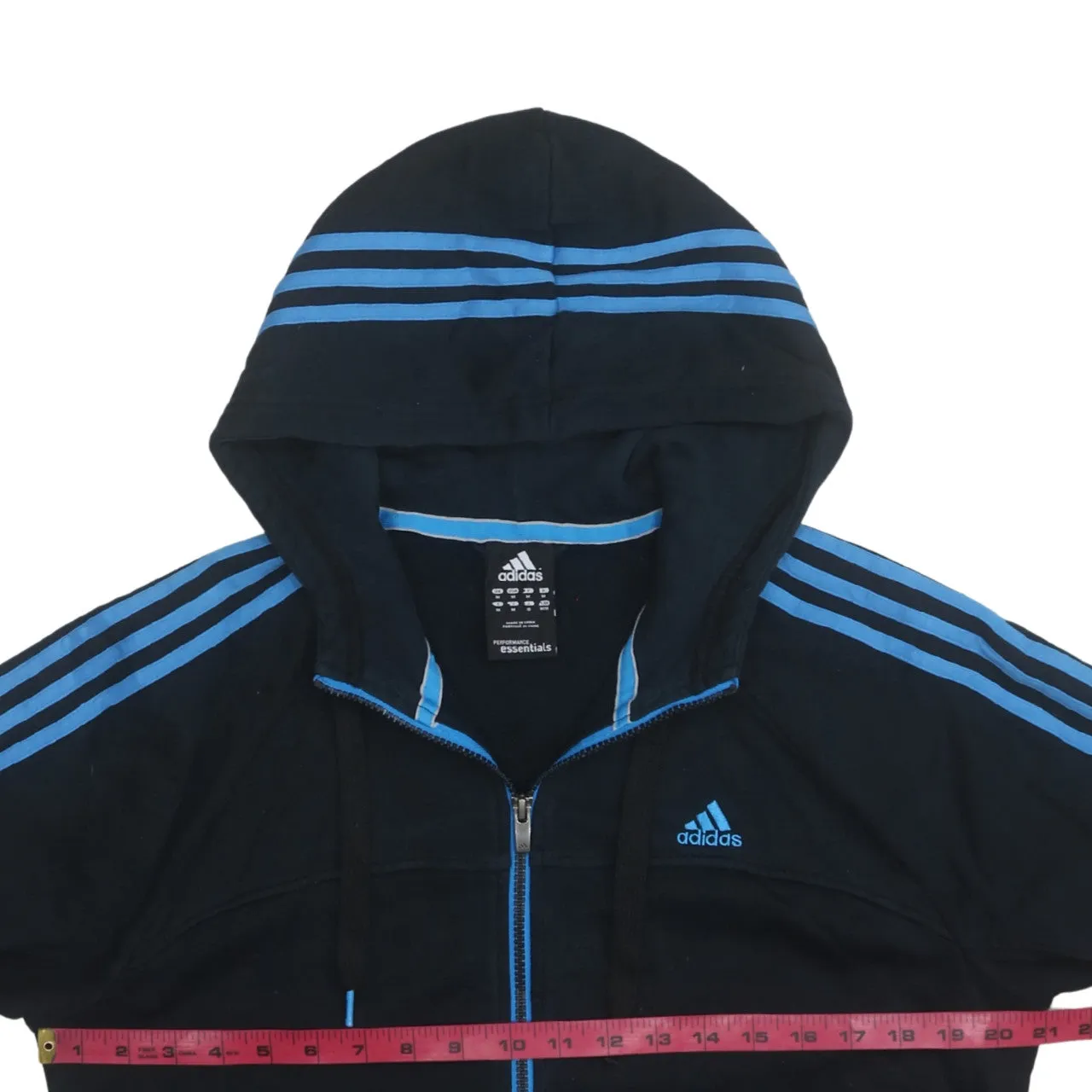 Adidas 90's Striped Sleeve Full Zip Up Hoodie Medium Black sold by Vintage Club product image thumbnail 5