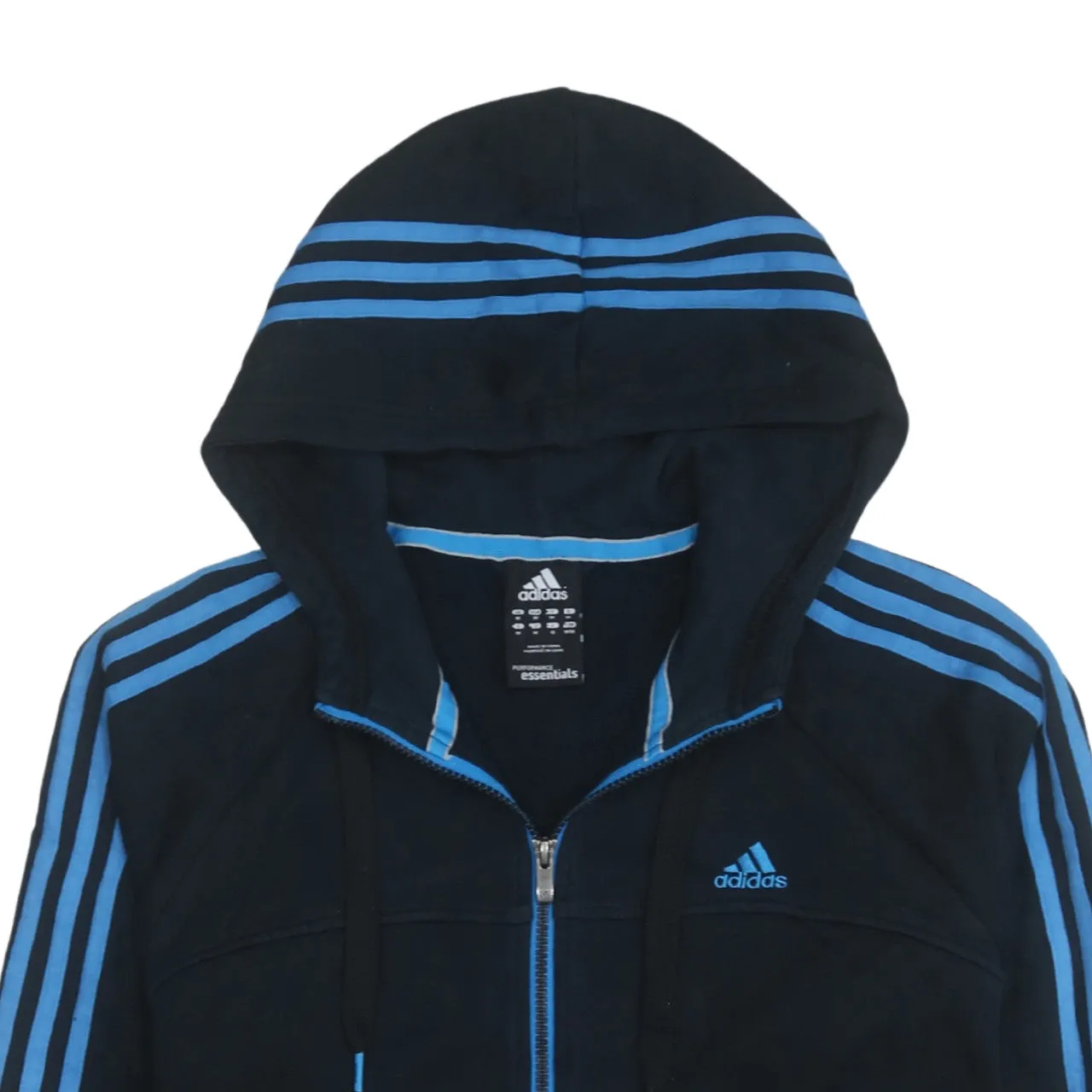 Adidas 90's Striped Sleeve Full Zip Up Hoodie Medium Black sold by Vintage Club product image thumbnail 3