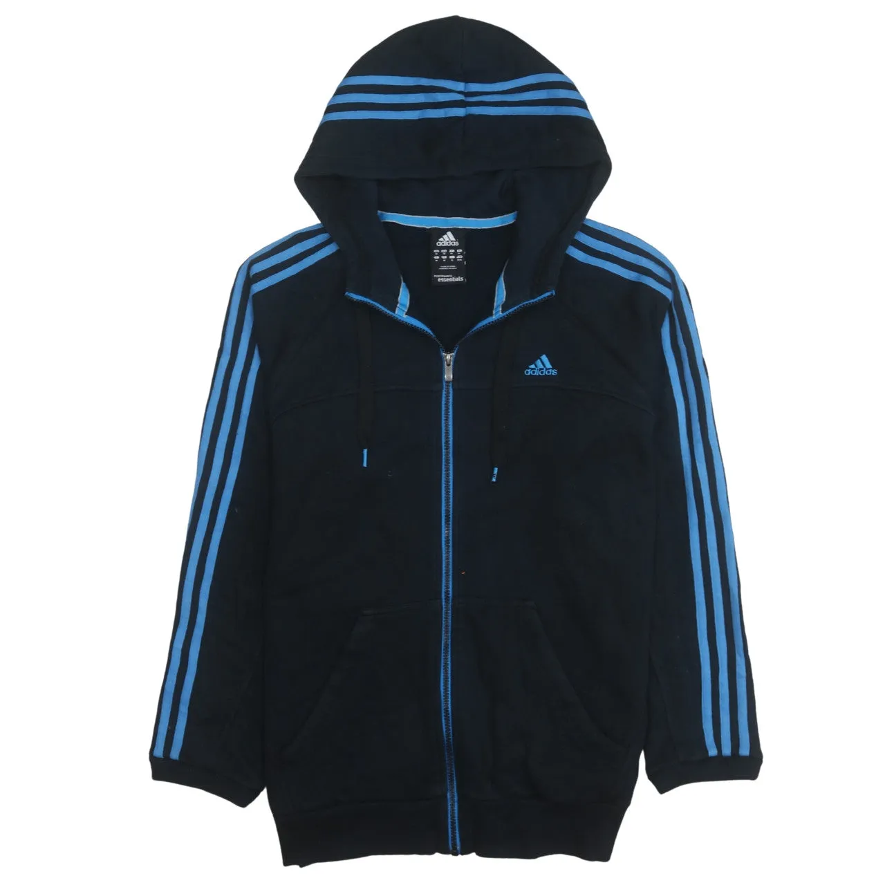 Adidas 90's Striped Sleeve Full Zip Up Hoodie Medium Black sold by Vintage Club