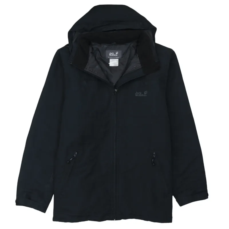Jack WolfSkin 90's Hooded Full Zip Up Windbreaker XXLarge (2XL) Black made by Jack Wolfskin