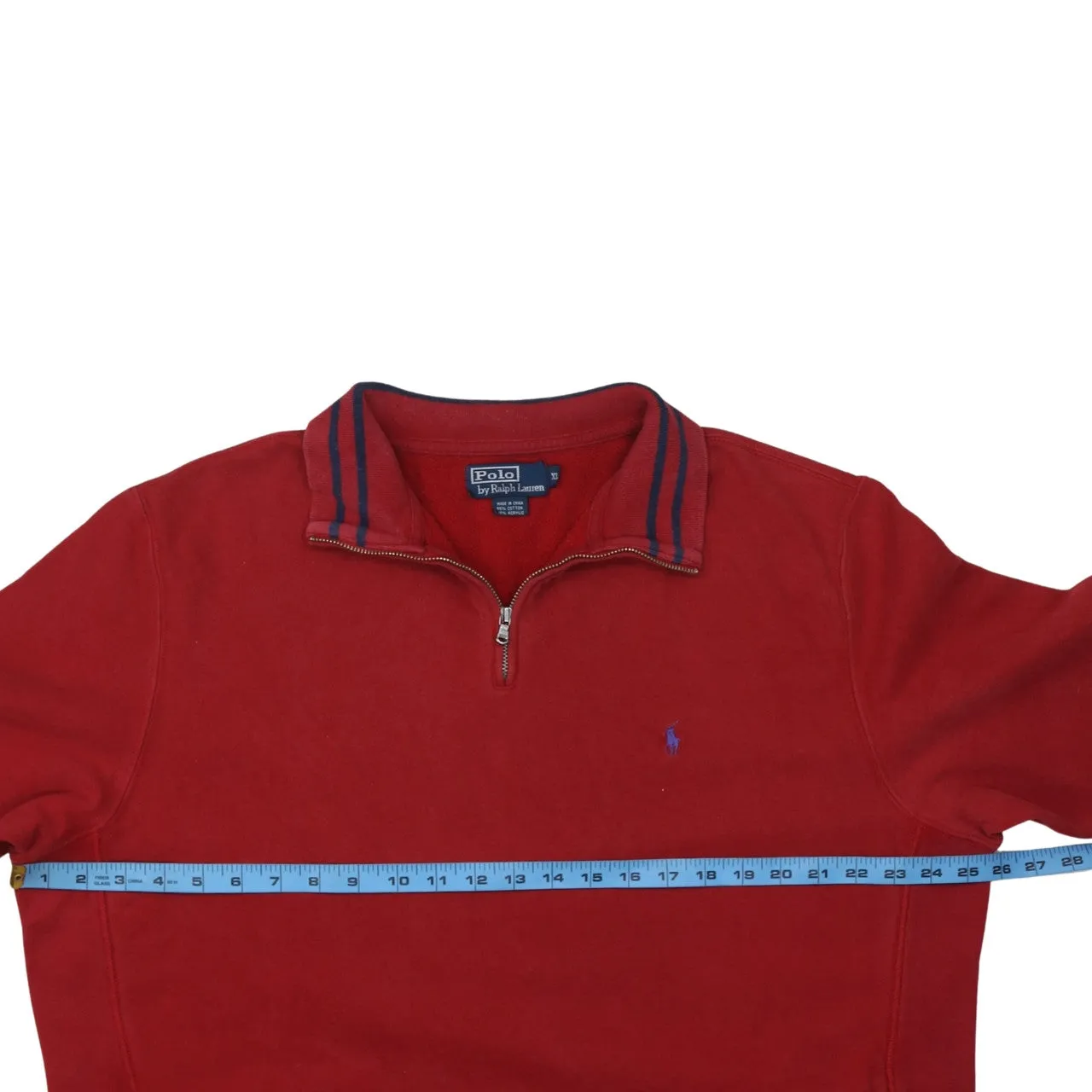 Polo Ralph Lauren 90's Lightweight Quarter Zip Sweatshirt XLarge Red sold by Vintage Club product image thumbnail 5