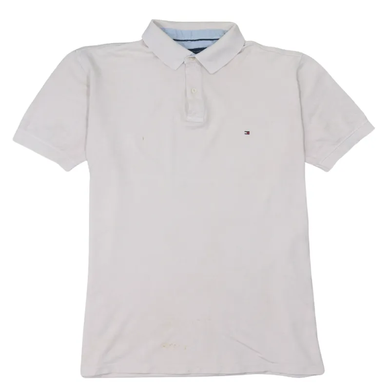 Tommy Hilfiger 90's Short Sleeves Quarter Button Polo Shirt XXLarge (2XL) Beige Cream made by Tommy Hilfiger