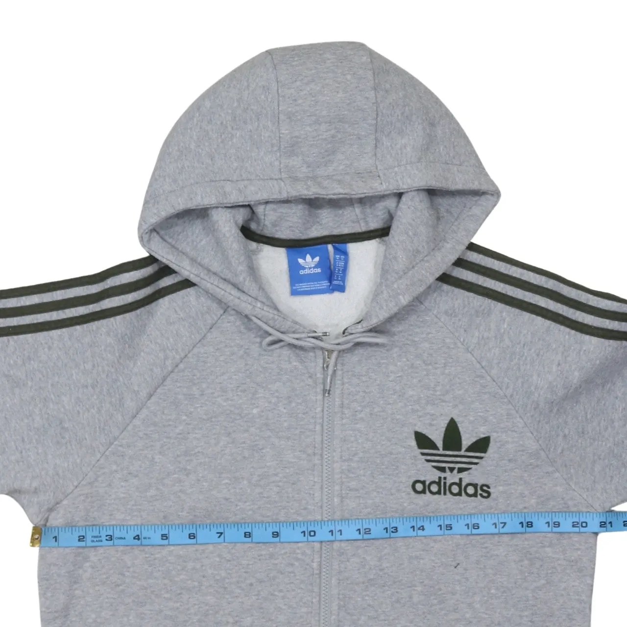 Adidas 90's Striped Sleeve Full Zip Up Hoodie Medium Grey sold by Vintage Club product image thumbnail 5