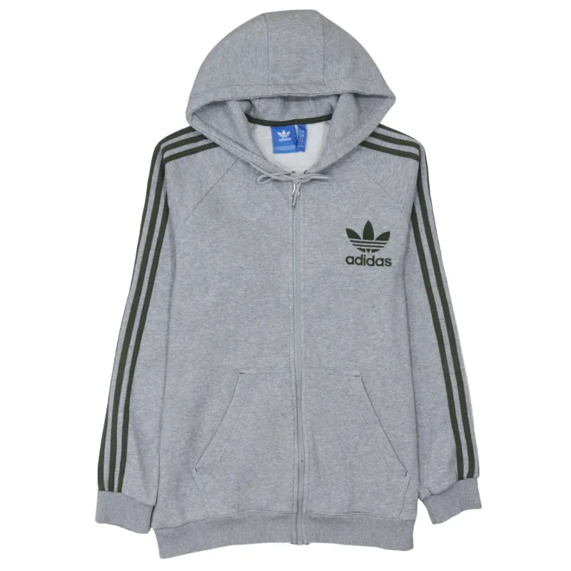Adidas 90's Striped Sleeve Full Zip Up Hoodie Medium Grey sold by Vintage Club