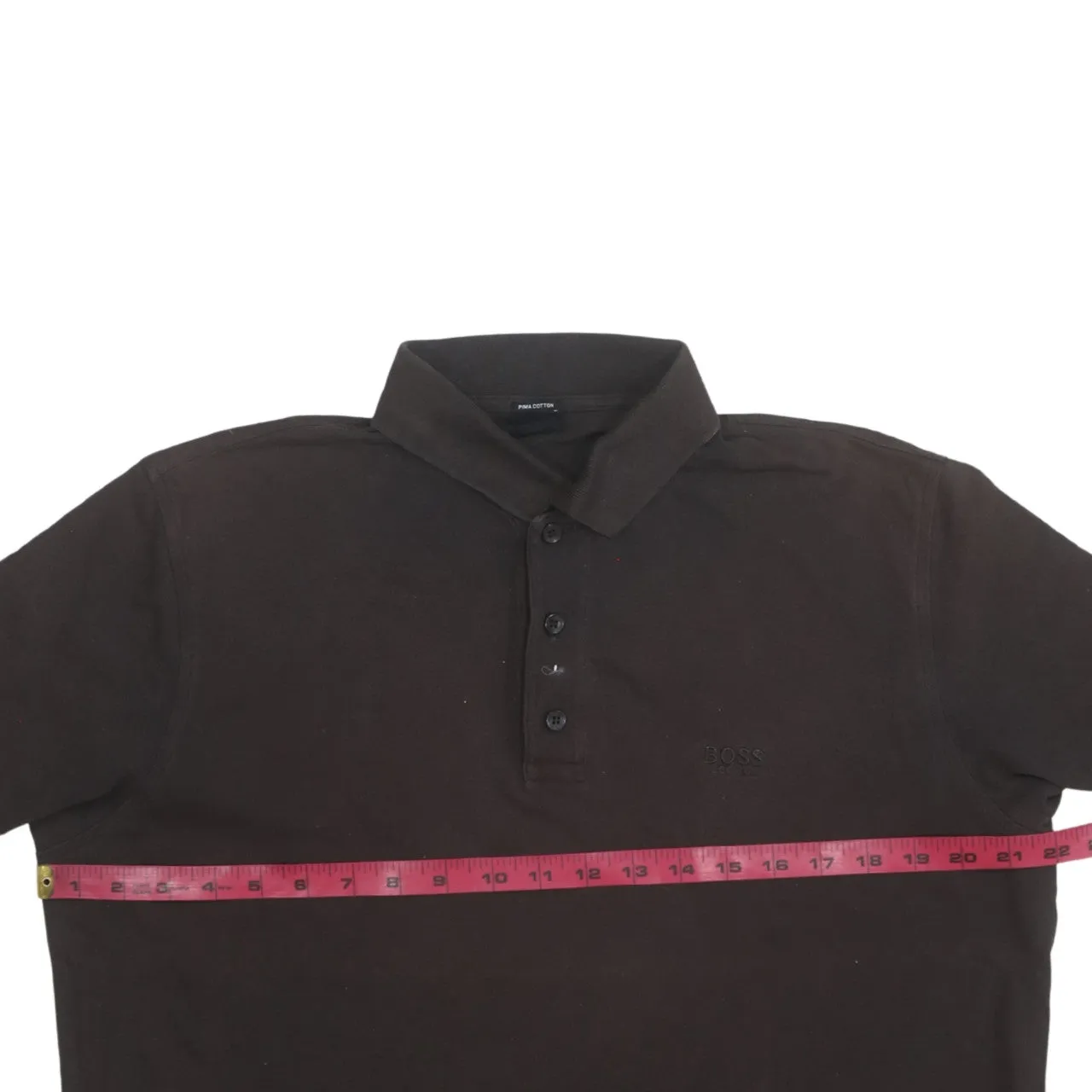 HUGO BOSS 90's Short Sleeves Quarter Button Polo Shirt Large Brown sold by Vintage Club product image thumbnail 5