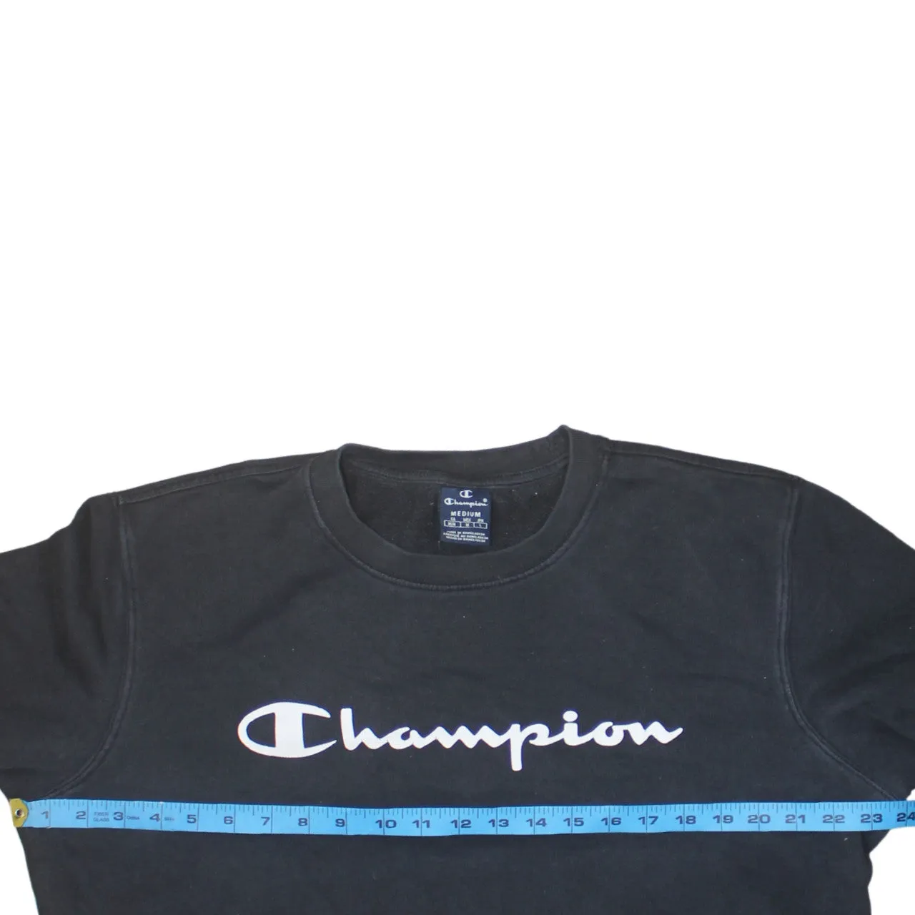 Champion 90's Spellout Crew Neck Sweatshirt Medium Black sold by Vintage Club product image thumbnail 5