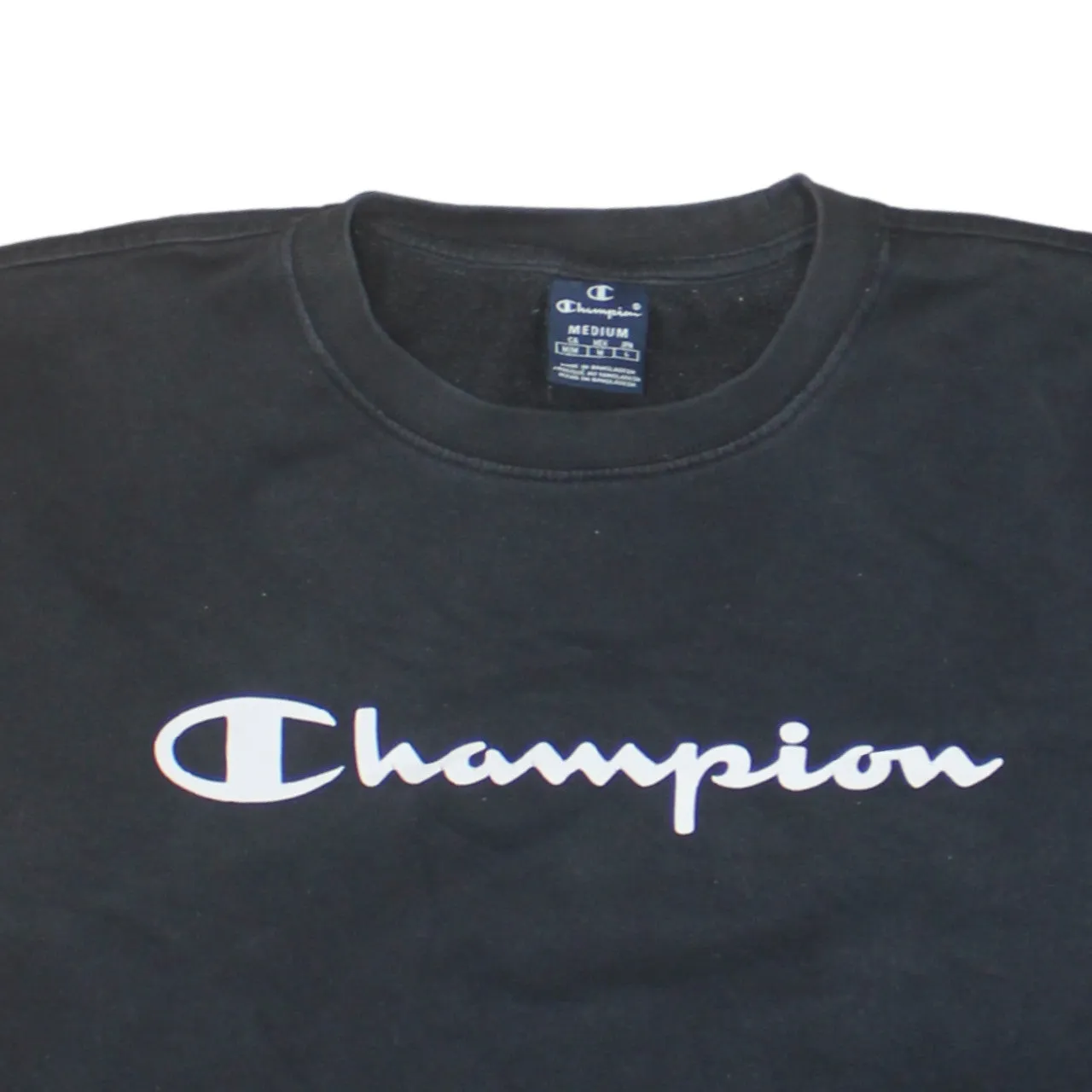Champion 90's Spellout Crew Neck Sweatshirt Medium Black sold by Vintage Club product image thumbnail 3