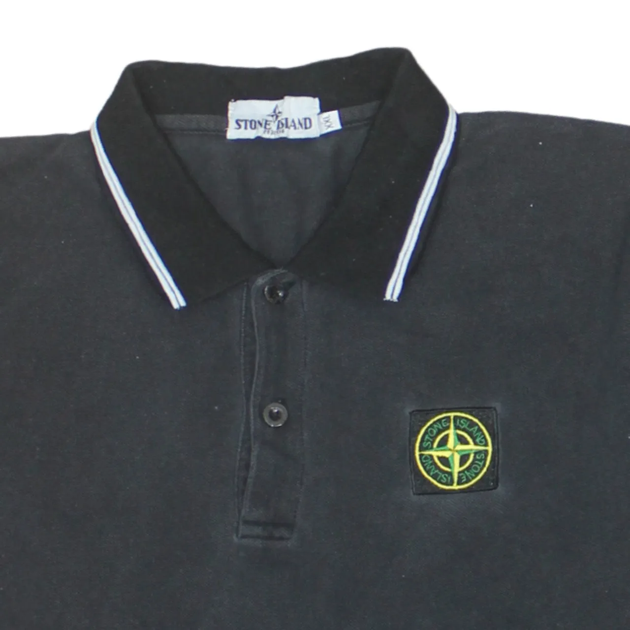 Stone Island 90's Short Sleeves Quarter Button Polo Shirt XXLarge (2XL) Black sold by Vintage Club product image thumbnail 3