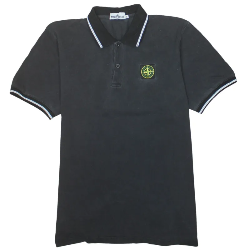 Stone Island 90's Short Sleeves Quarter Button Polo Shirt XXLarge (2XL) Black sold by Vintage Club