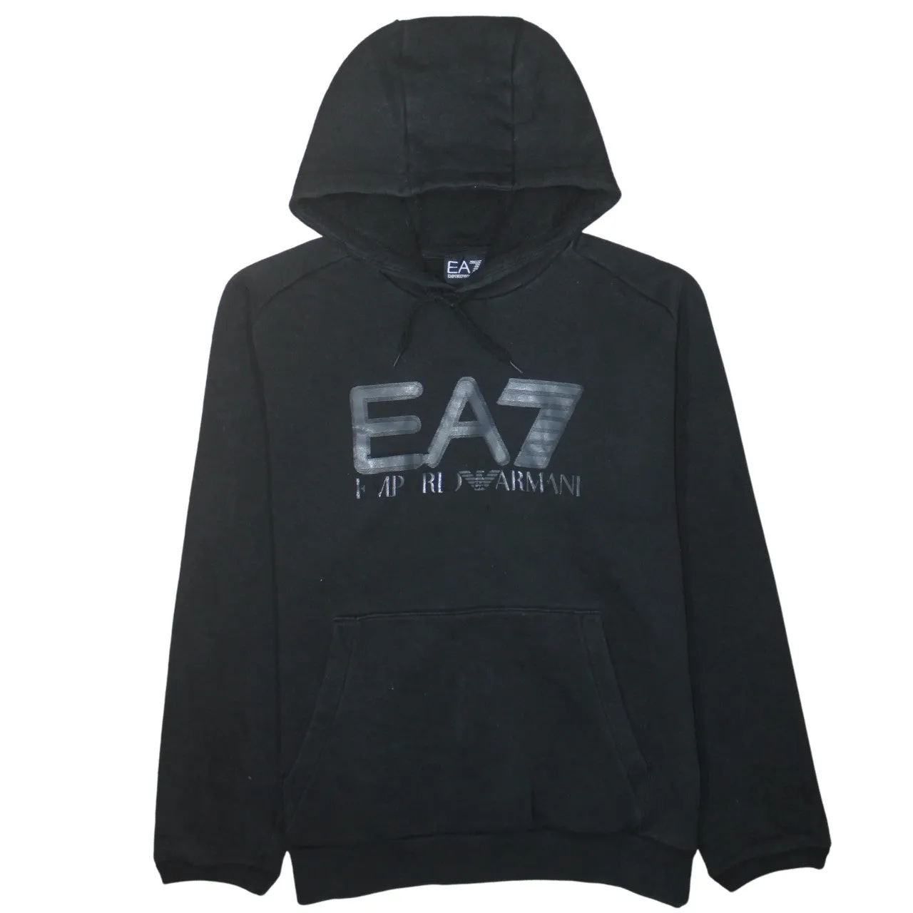 Emporio Armani 90's Spellout Pullover Hoodie XLarge Black sold by Vintage Club