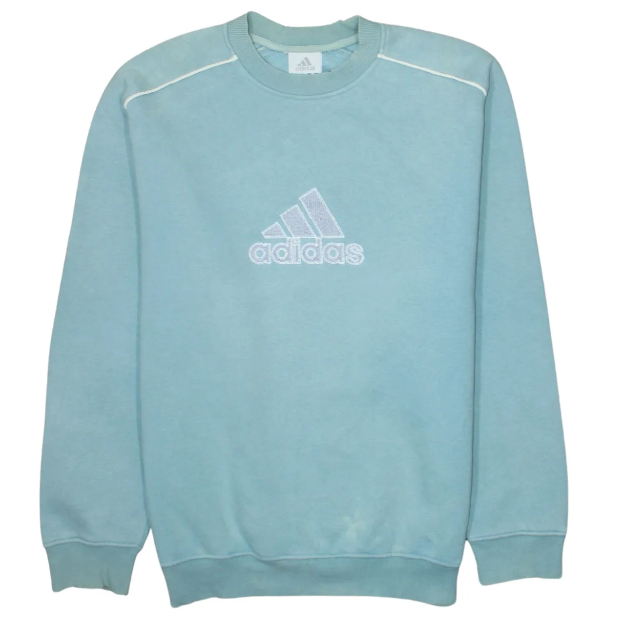 Adidas 90's Spellout Crew Neck Sweatshirt Medium Blue sold by Vintage Club
