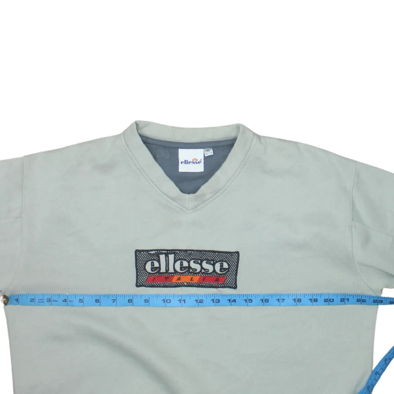 Ellesse 90's Spellout V Neck Sweatshirt XLarge Grey sold by Vintage Club product image thumbnail 5
