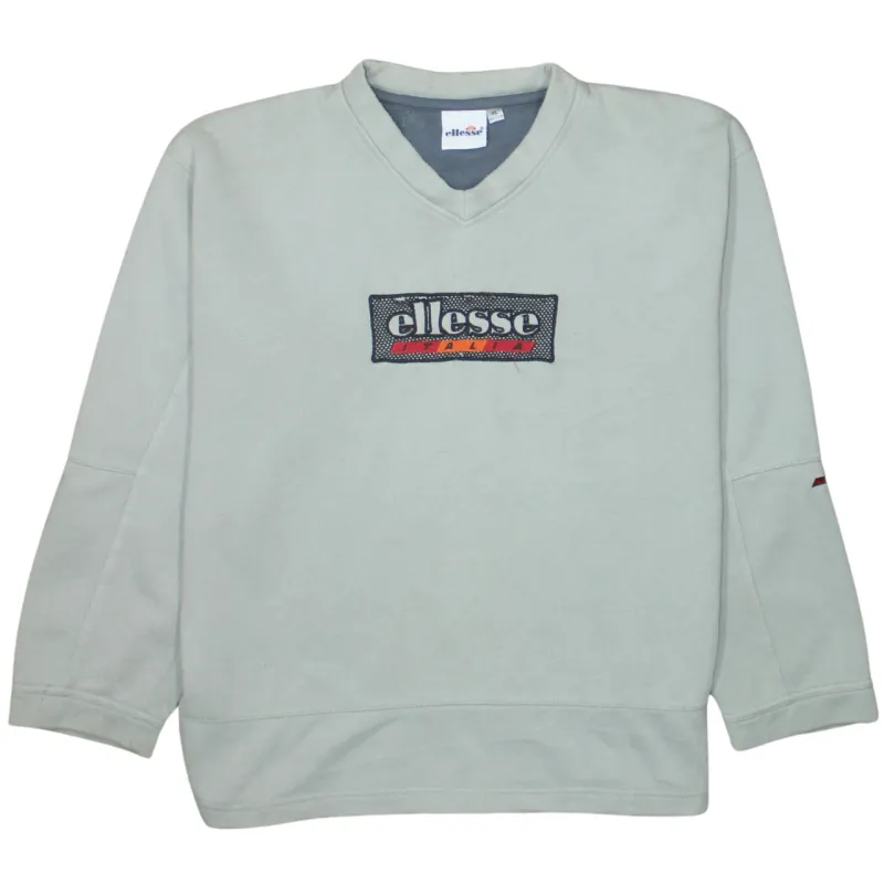 Ellesse 90's Spellout V Neck Sweatshirt XLarge Grey sold by Vintage Club