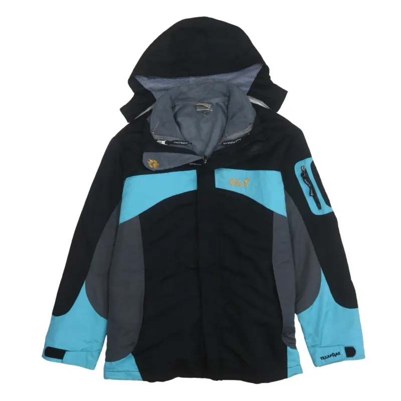 Jack WolfSkin 90's Hooded Full Zip Up Windbreaker Medium Black made by Jack Wolfskin