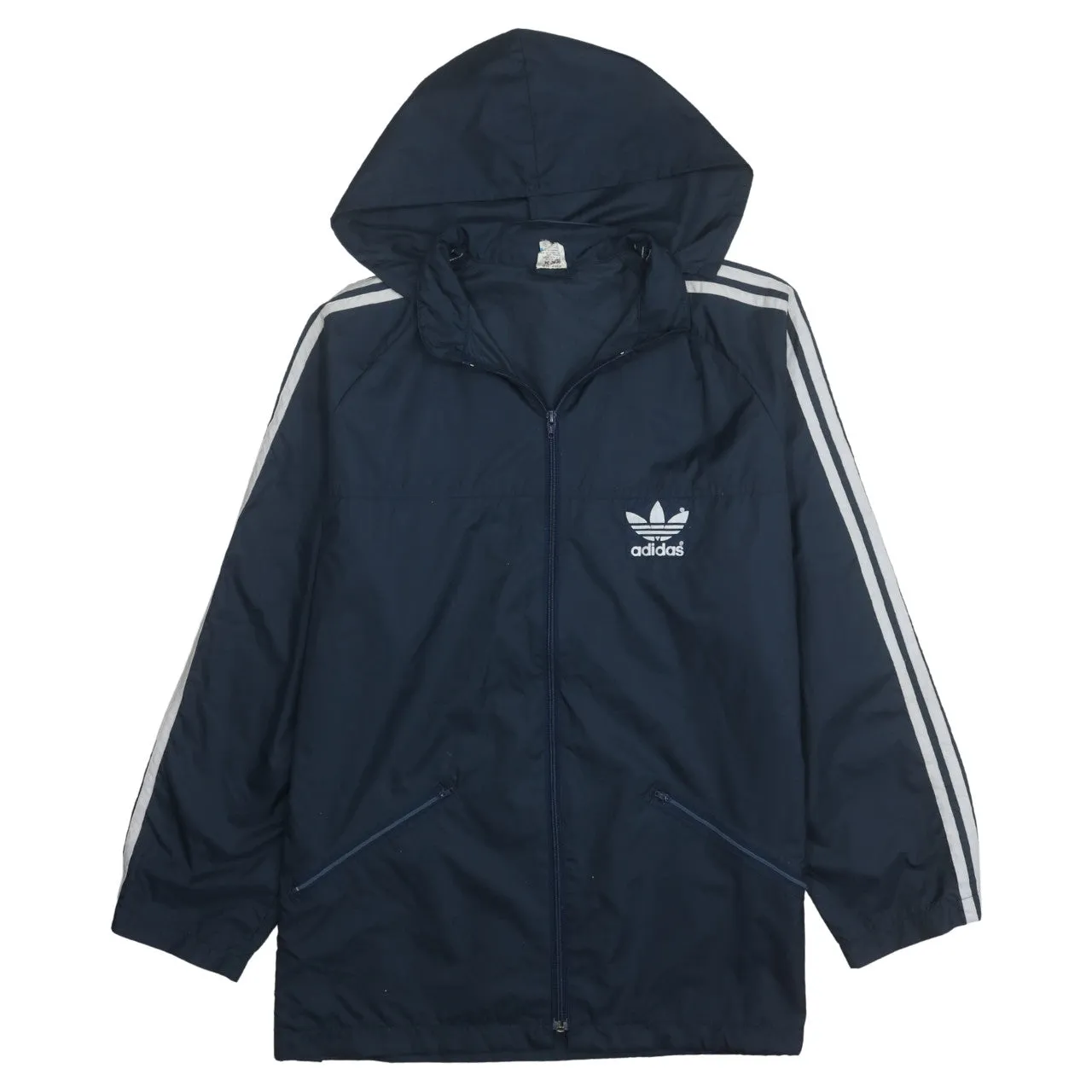 Adidas 90's Striped Sleeve Full Zip Up Windbreaker Large Navy Blue sold by Vintage Club