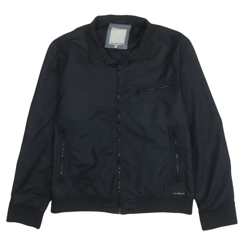 Calvin Klein 90's Plain Full Zip Up Windbreaker XLarge Black made by Calvin Klein