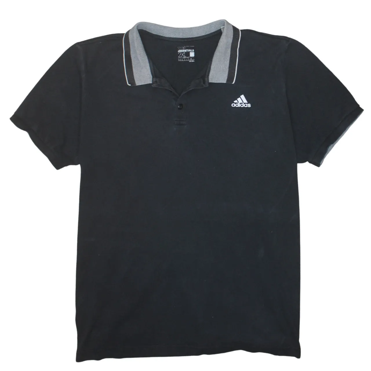 Adidas 90's Short Sleeves Quarter Button Polo Shirt XXLarge (2XL) Black sold by Vintage Club
