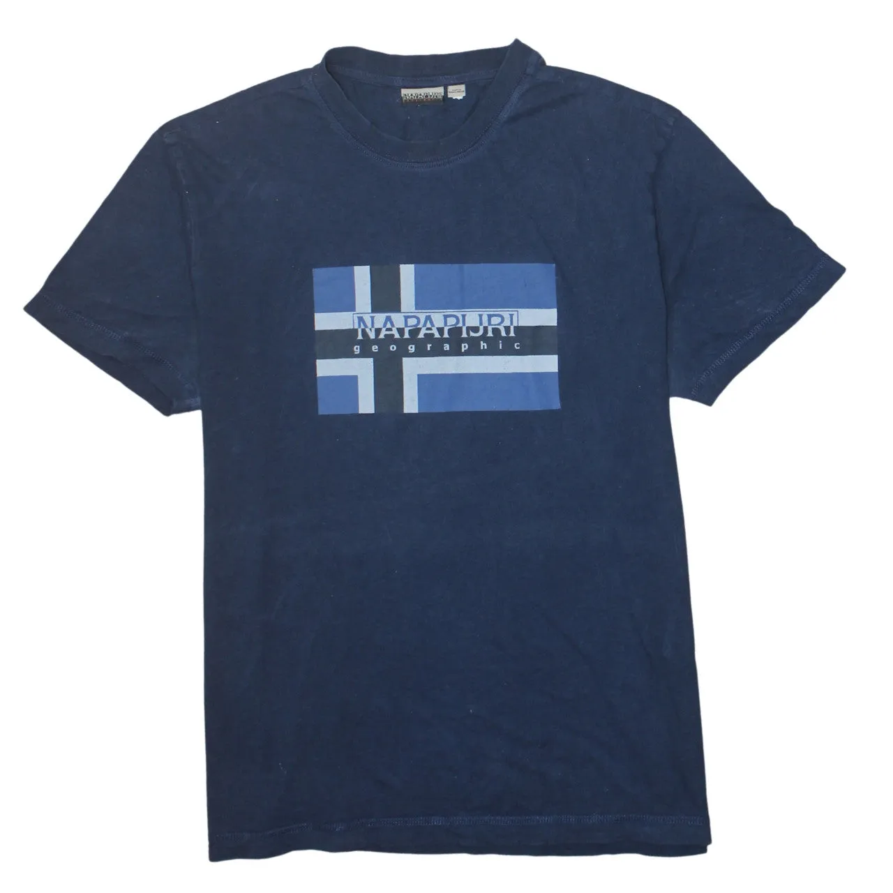 Napapijri 90's Spellout Short Sleeves T Shirt XLarge Navy Blue sold by Vintage Club