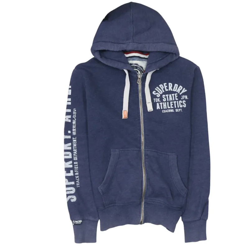 Super Dry 90's Lightweight Full Zip Up Hoodie Small Navy Blue made by Superdry