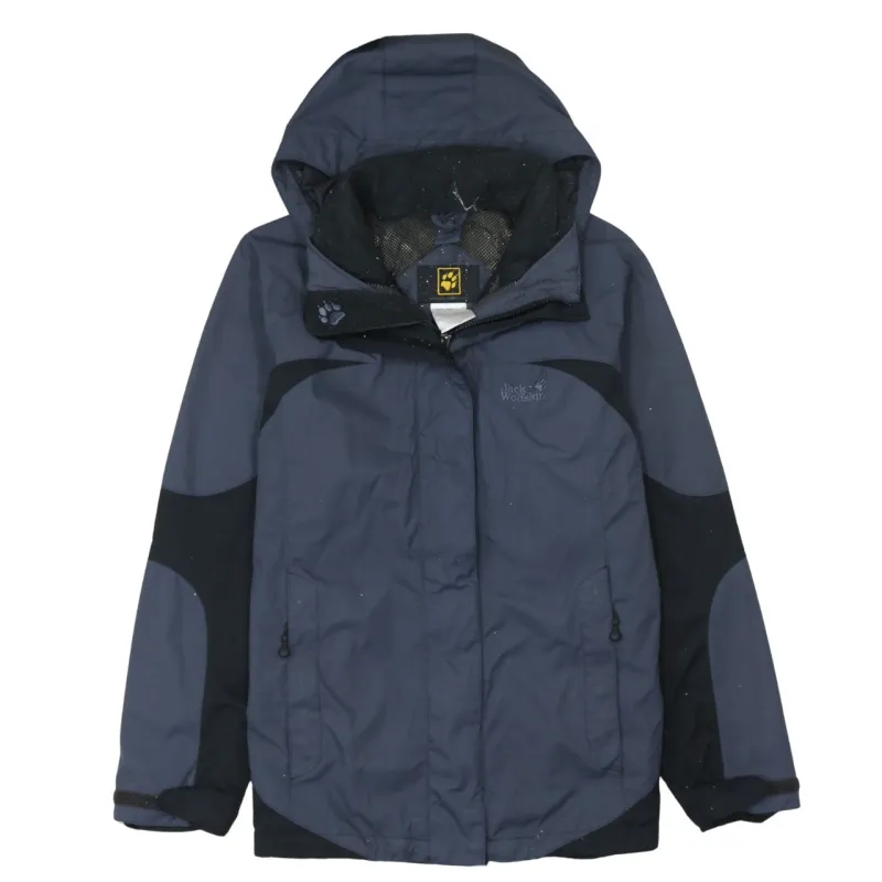 Jack WolfSkin 90's Hooded Full Zip Up Windbreaker Large Grey made by Jack Wolfskin