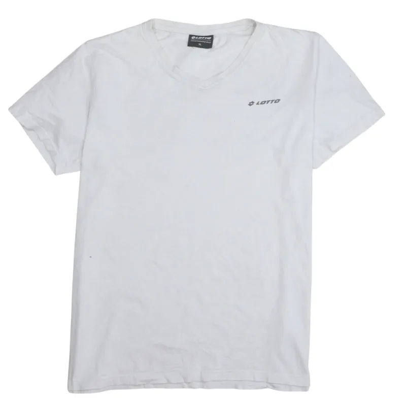 LOTTO 90's Short Sleeves V Neck T Shirt XLarge White made by Lotto