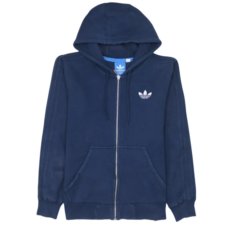 Adidas 90's Striped Sleeve Full Zip Up Hoodie Small Blue sold by Vintage Club