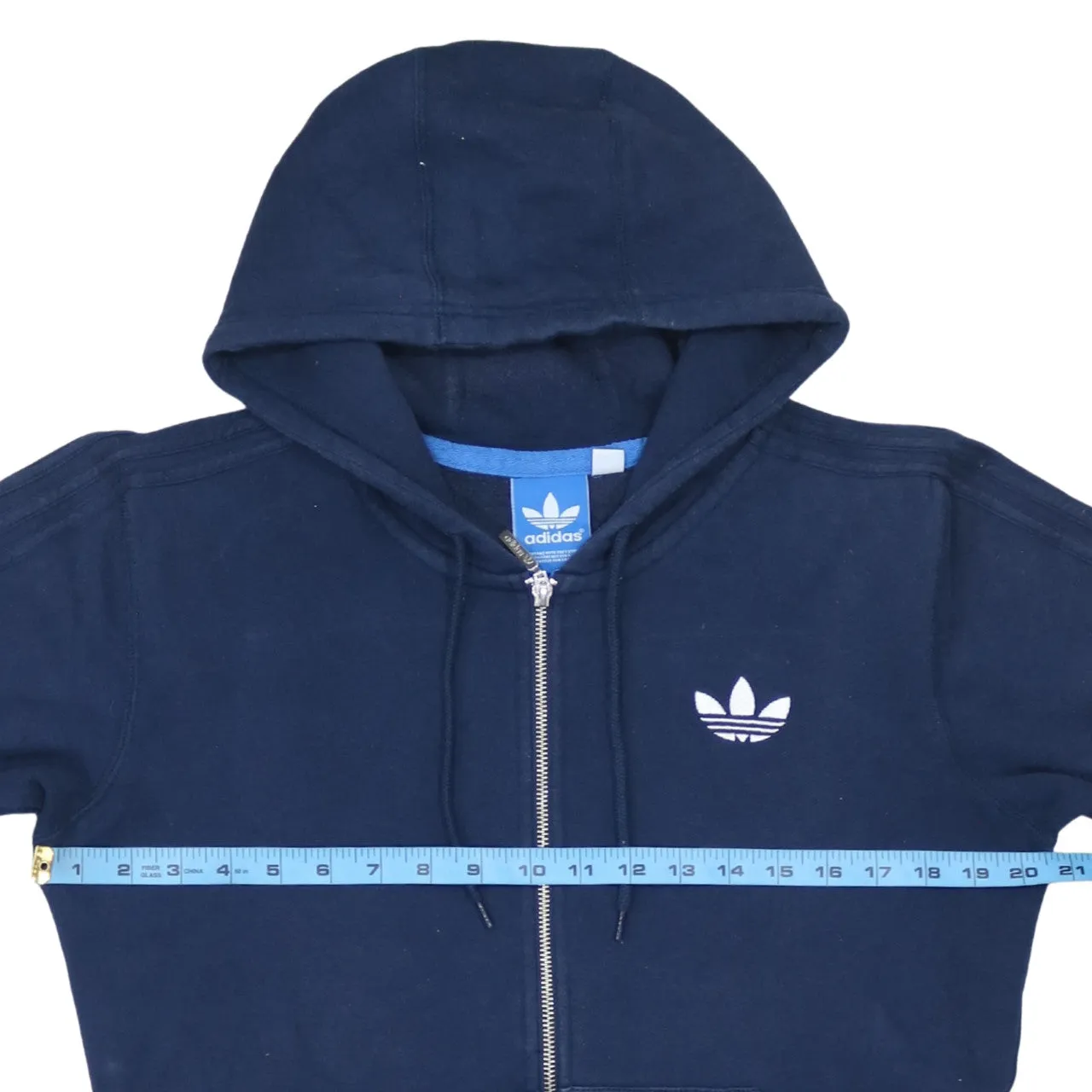Adidas 90's Striped Sleeve Full Zip Up Hoodie Small Blue sold by Vintage Club product image thumbnail 5