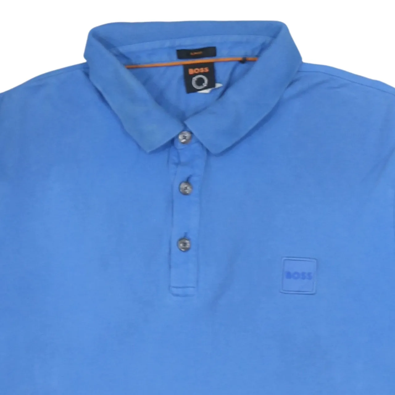 HUGO BOSS 90's Short Sleeves Quarter Button Polo Shirt XLarge Blue sold by Vintage Club product image thumbnail 3