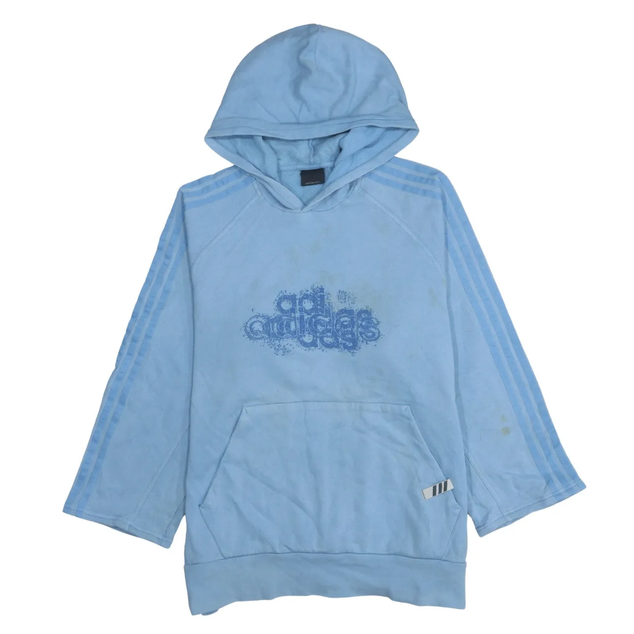 Adidas 90's Spellout Pullover Hoodie XLarge Blue sold by Vintage Club