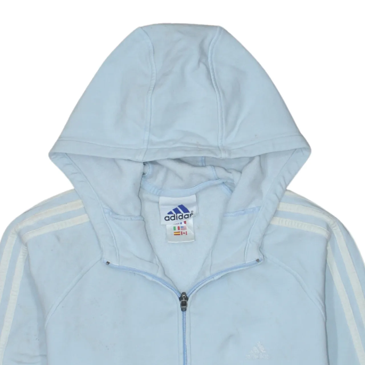 Adidas 90's Striped Sleeve Full Zip Up Hoodie Medium Blue sold by Vintage Club product image thumbnail 3