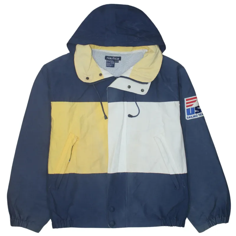 Nautica 90's Hooded Full Zip Up Windbreaker XLarge Navy Blue sold by Vintage Club