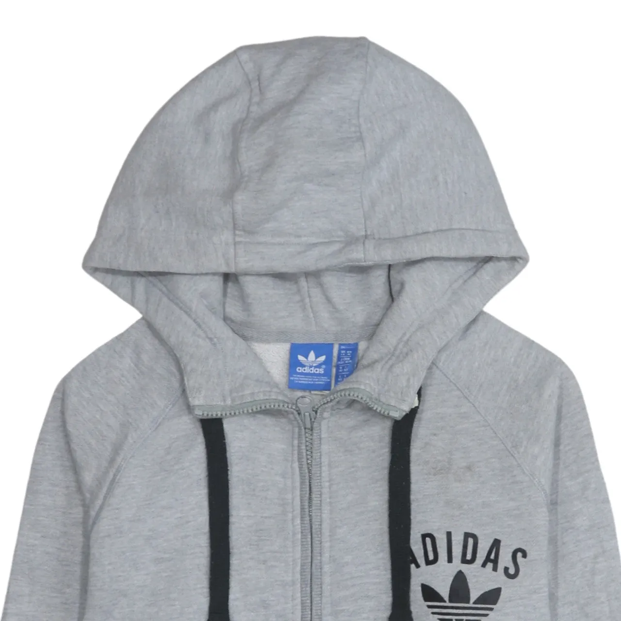 Adidas 90's Drawstring Pockets Full Zip Up Hoodie Medium Grey sold by Vintage Club product image thumbnail 3