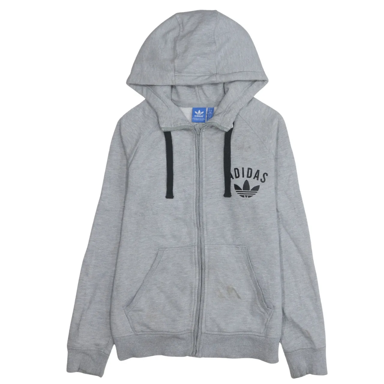 Adidas 90's Drawstring Pockets Full Zip Up Hoodie Medium Grey sold by Vintage Club