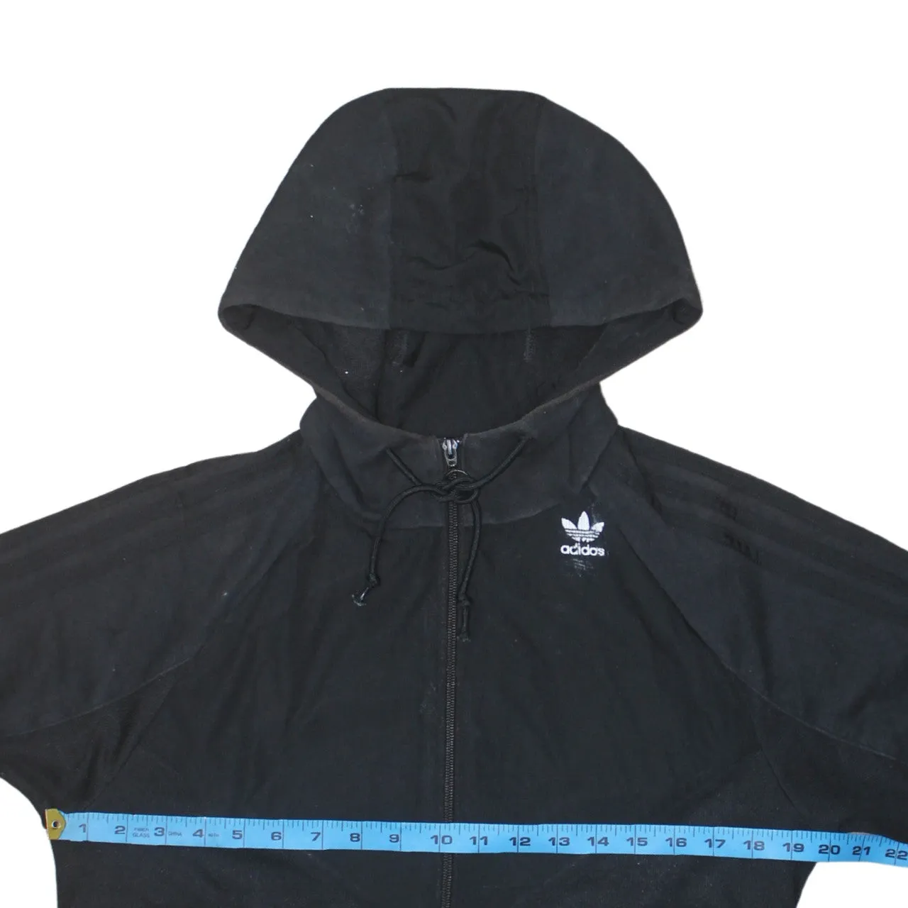 Adidas 90's Striped Sleeve Full Zip Up Hoodie Small Black sold by Vintage Club product image thumbnail 5