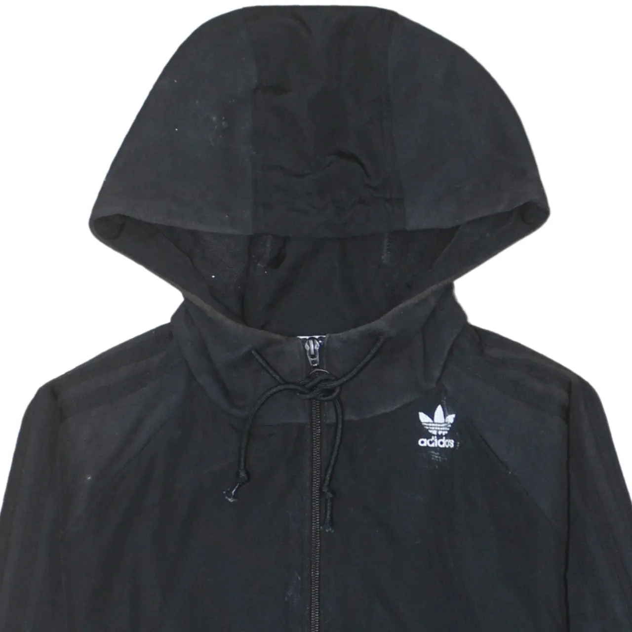 Adidas 90's Striped Sleeve Full Zip Up Hoodie Small Black sold by Vintage Club product image thumbnail 3