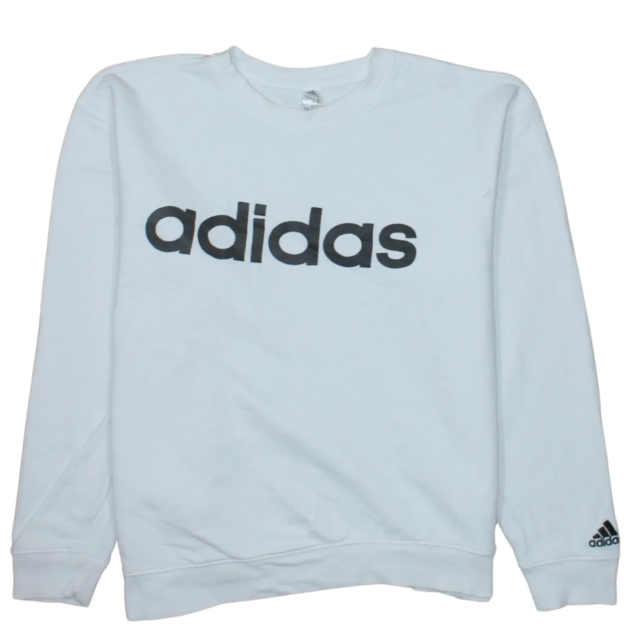 Adidas 90's Spellout Crew Neck Sweatshirt Large White sold by Vintage Club