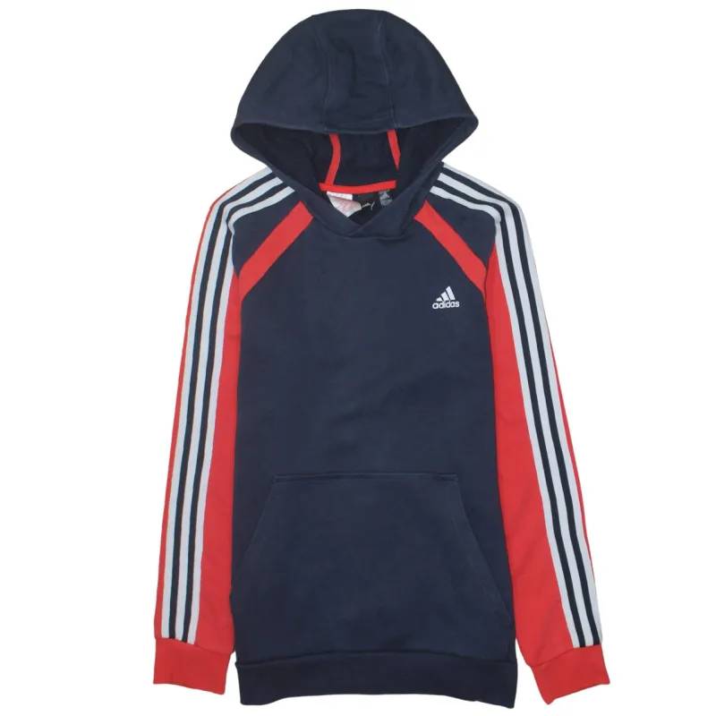 Adidas 90's Striped Sleeve Pullover Hoodie XLarge Navy Blue sold by Vintage Club