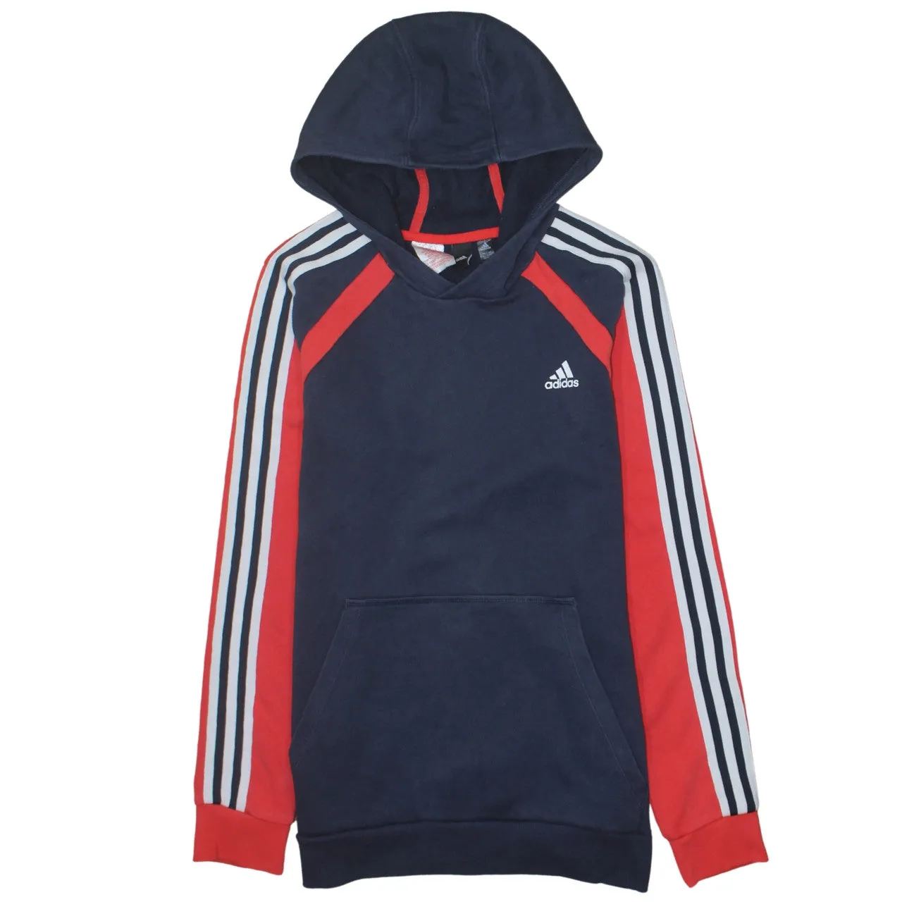 Adidas 90's Striped Sleeve Pullover Hoodie XLarge Navy Blue sold by Vintage Club