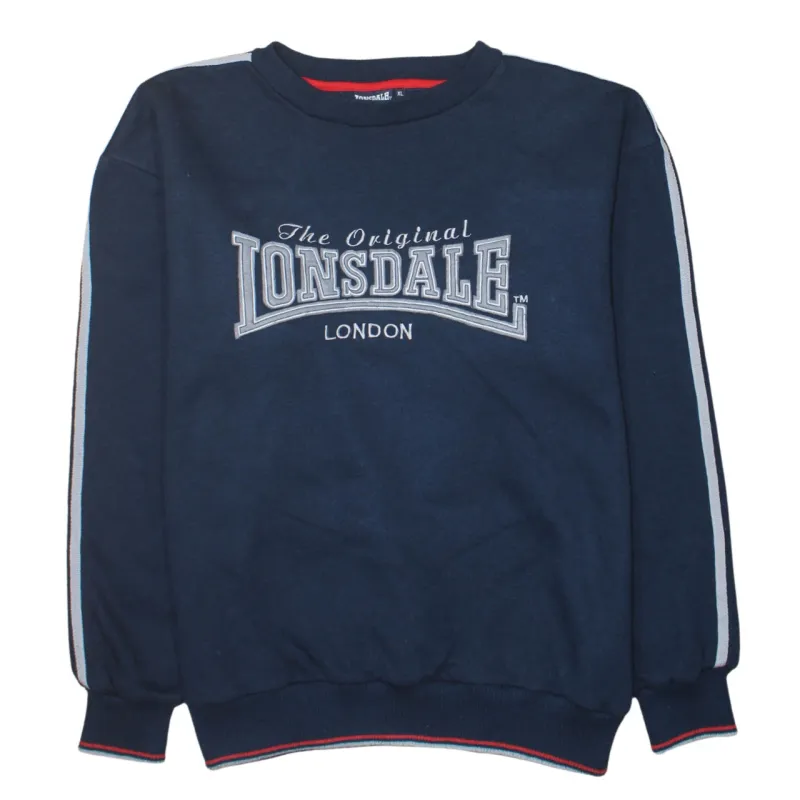 Lonsdale London 90's Spellout Crew Neck Sweatshirt XLarge Navy Blue made by Vintage Club