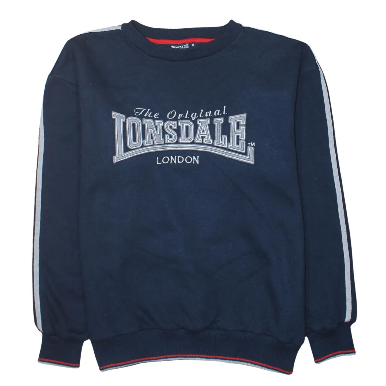 Lonsdale London 90's Spellout Crew Neck Sweatshirt XLarge Navy Blue sold by Vintage Club