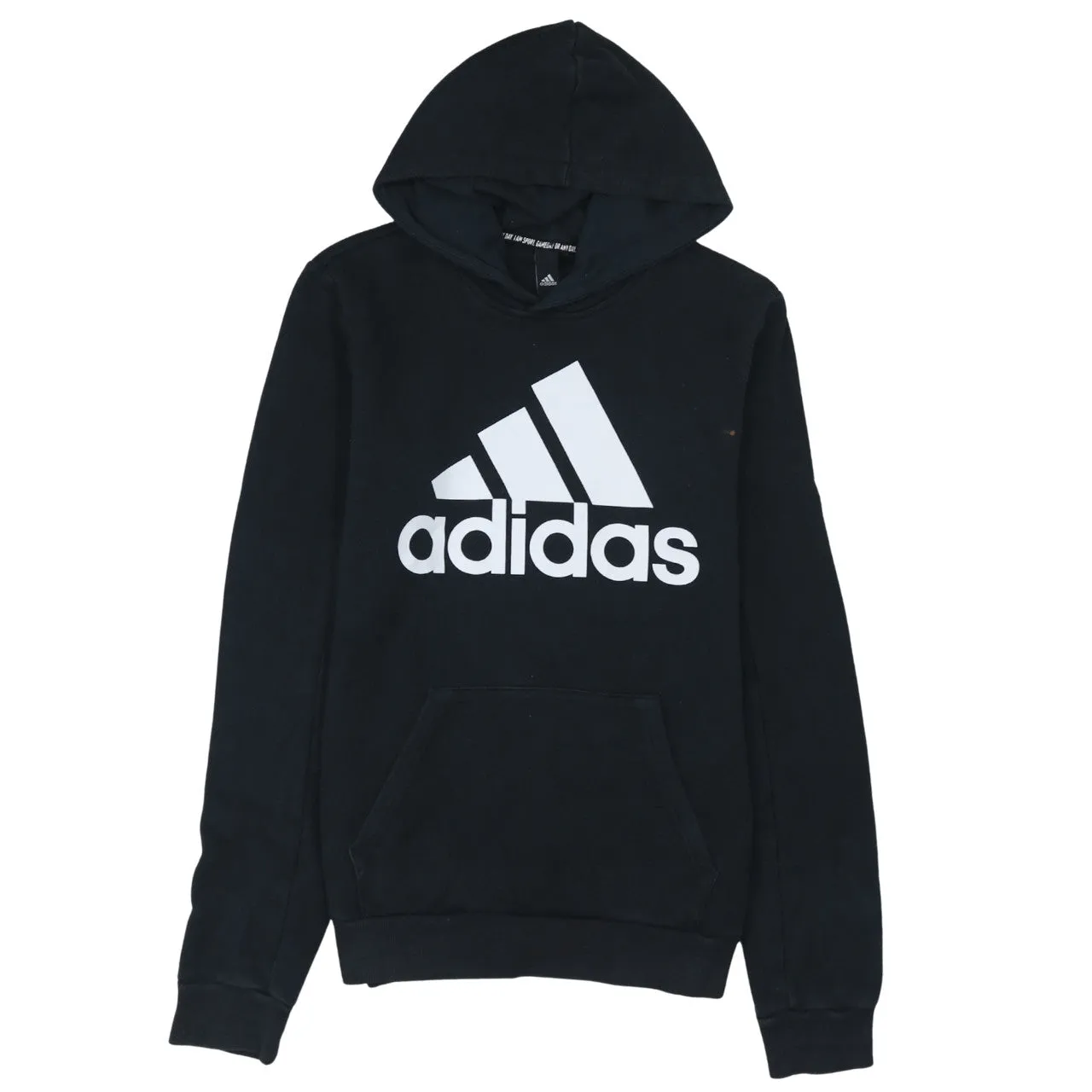 Adidas 90's Spellout Pullover Hoodie Small Black sold by Vintage Club